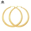 MJ Gold Color Hiphop Big Hoop Earrings Stainless Steel Jewelry Simple Style Trendy Circle Round Earrings Women Gift