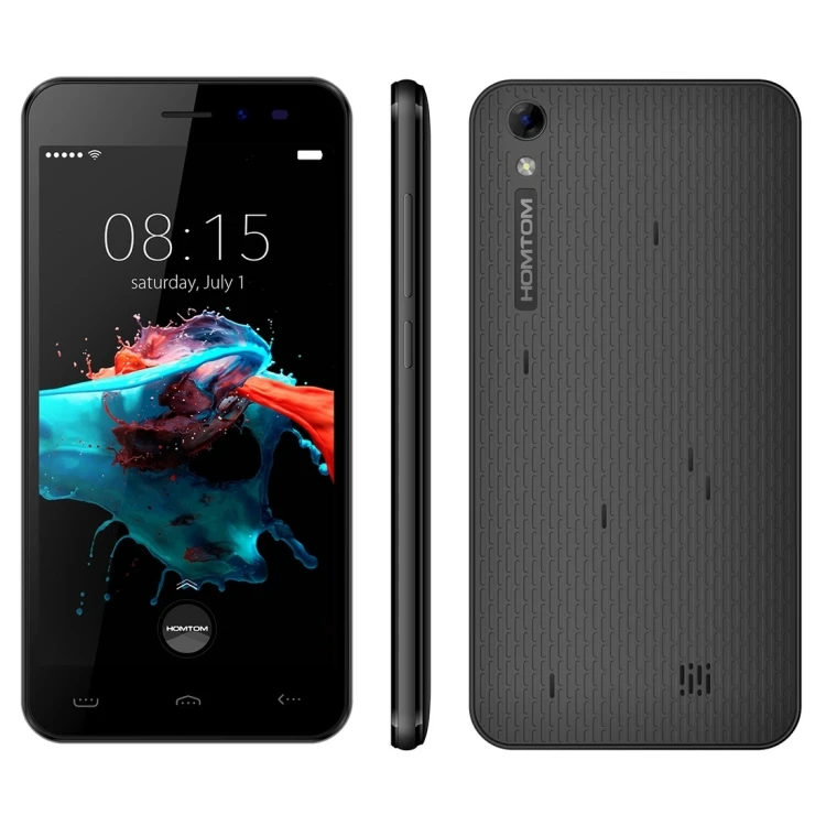 

Newest design HOMTOM HT16 5.0 inch Android 6.0 MTK6580 Quad Core up to 1.3GHz 3G smartphone, Black