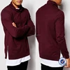 men custom college hoodie wholesale longline sweatshirt with funnel neck side zip hoodie