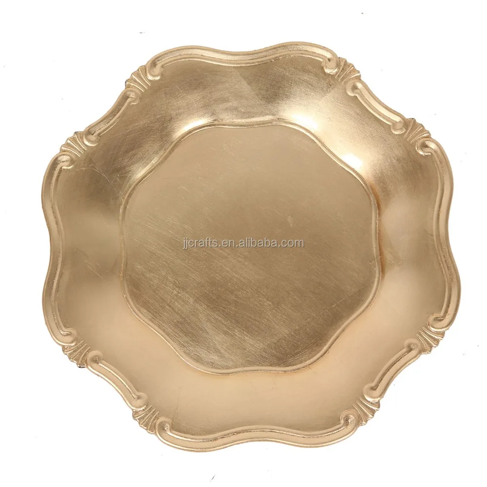 gold plastic charger plate for party decoration