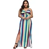 2018 Summer New Listing Sleeveless Sling Striped Print Women Maxi Dress