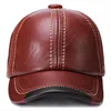 Fashion Design Keep Warm Casual Winter Caps 3 Color Brown Cowhide sheepskin Leather Hat Man Baseball Cap Hats