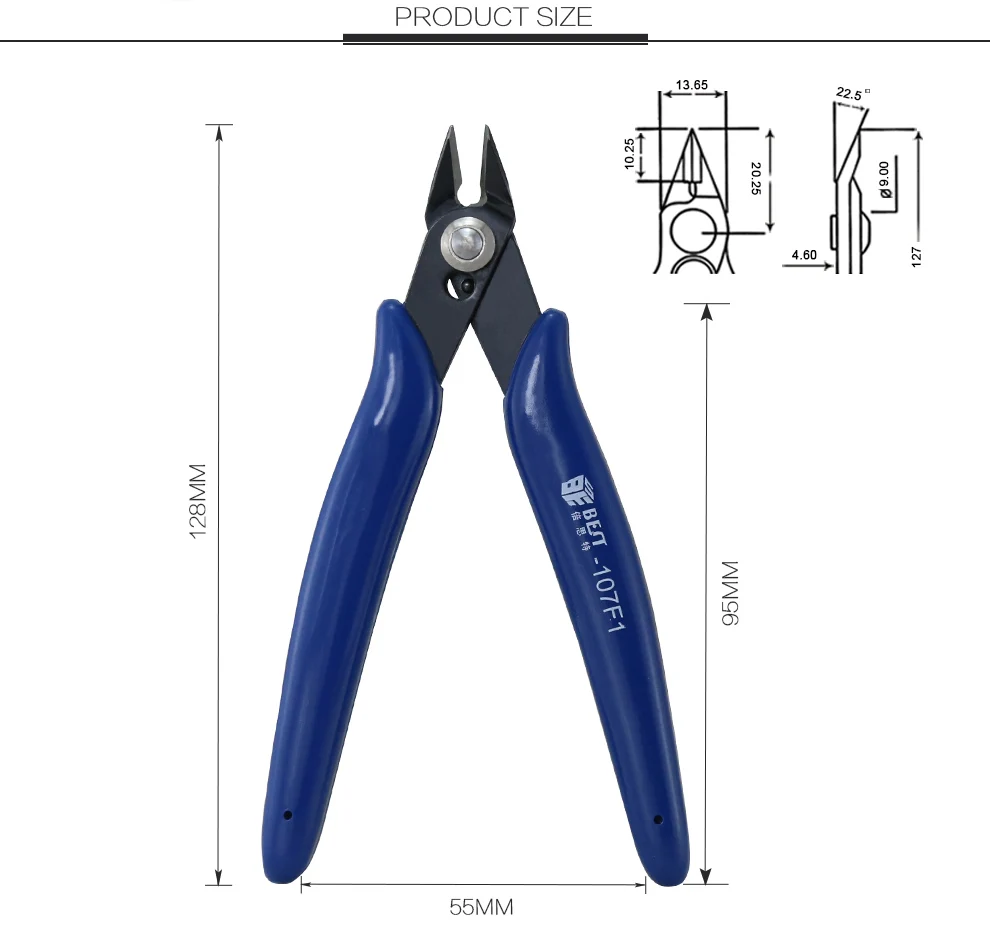 BEST-107F1 Wire Cable Plastic Cutter Side Cutting Pliers