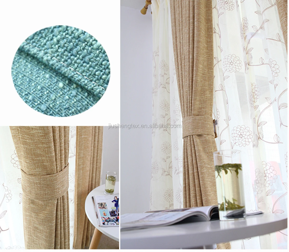 China Manufacturer Blackout Cotton Linen Velvet Patterned Window