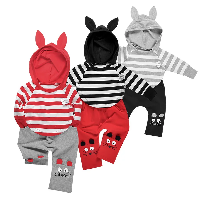 Wholesale Stripe With Ears Hoodie Set Boys Children Toddler Boutique Outfits Clothing, Black or grey or red
Wholesale Stripe With Ears Hoodie Set Boys Children Toddler Boutique Outfits Clothing, Black or grey or red