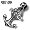 REAMOR 316L Stainless steel Anchor With Rudder&Skull Head Beads Fit Bracelet Connectors Charms & Necklace Pendant Jewelry Making
