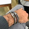 Beichong brand New Design 316L Stainless Steel Cuff with Genuine Stingray Leather Nail Stingray Bracelet