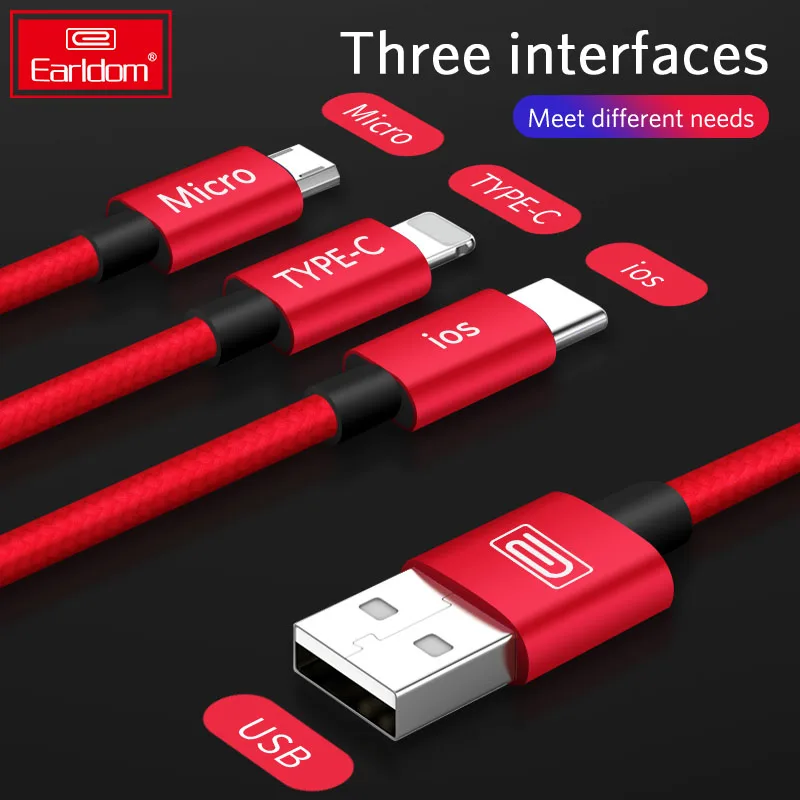 Earldom brand usb fast charging cable 3 in 1