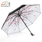 3 folding flower print inside sun and rain umbrella,beach umbrella uv with full printing