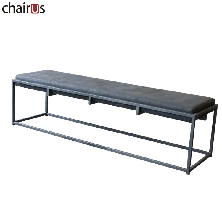 Long Sofa Footrest Pouf Living Room Modern Metal Frame Leather Bench Waiting Room Pouf Buy Long Bench Waiting Metal Bench Bench Waiting Room Pouf