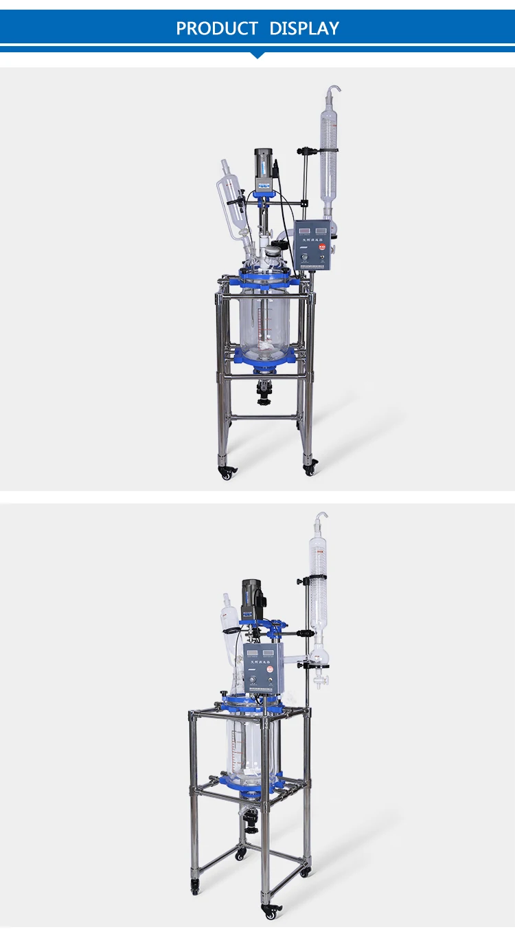 10 L Chemical Test Double Layer Glass Reactor for Lab