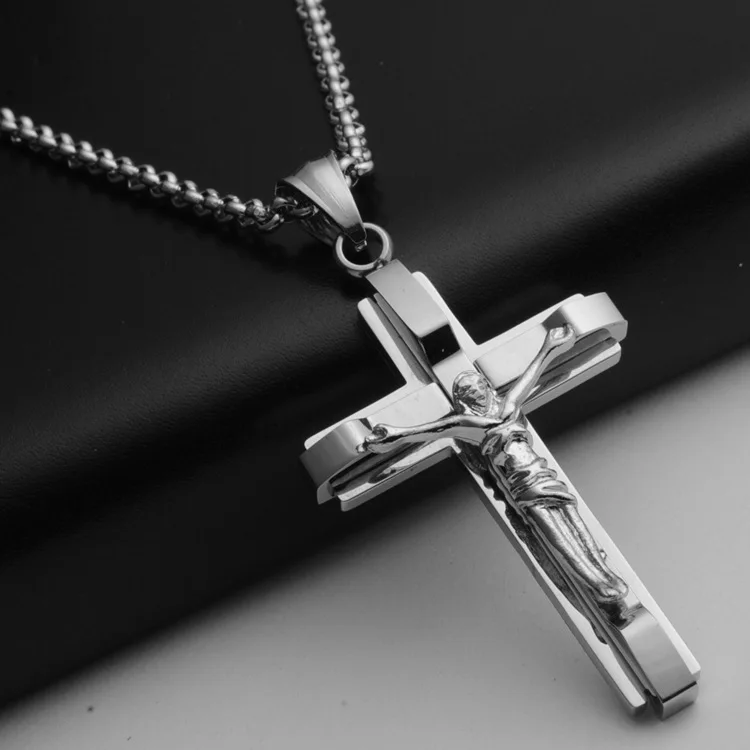 Titanium steel men's necklace Christ Jesus cross necklace personality European and American stainless steel jewelry
Titanium steel men's necklace Christ Jesus cross necklace personality European and American stainless steel jewelry