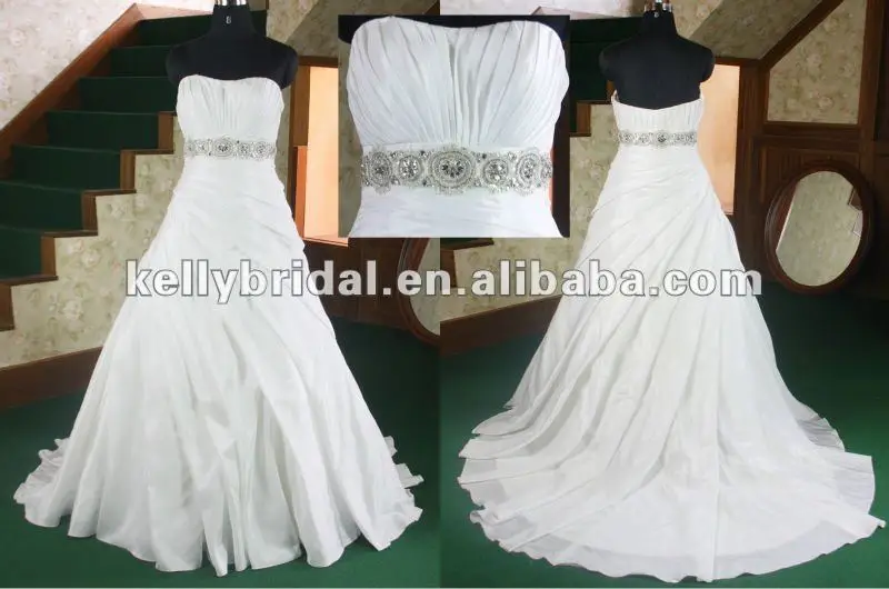 elegant pleating floor-lengh royal syle bridal bead wedding