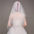 Fashion Wedding Lady Double layer Veils white lace bridal veil