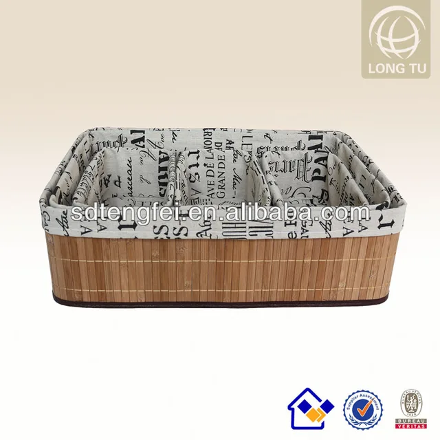 cheap wholesale foldable rectangular bamboo storage basket with