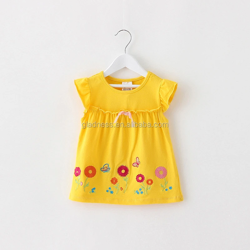 Wholesale short sleeves children's t-shirts cotton baby girl princess dress