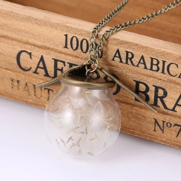 DIY Angel Wings Necklace Antique Copper Plated Real Dandelion Seed Pendant Necklace Jewelry
DIY Angel Wings Necklace Antique Copper Plated Real Dandelion Seed Pendant Necklace Jewelry