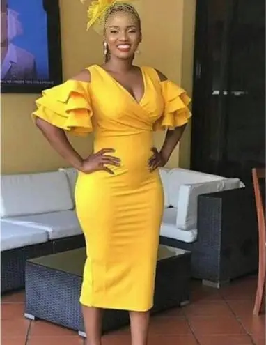 Yellow Kaftans Sexy Ladies Western Wear Bodycon Bandage Evening Dresses, Custom made
Yellow Kaftans Sexy Ladies Western Wear Bodycon Bandage Evening Dresses, Custom made