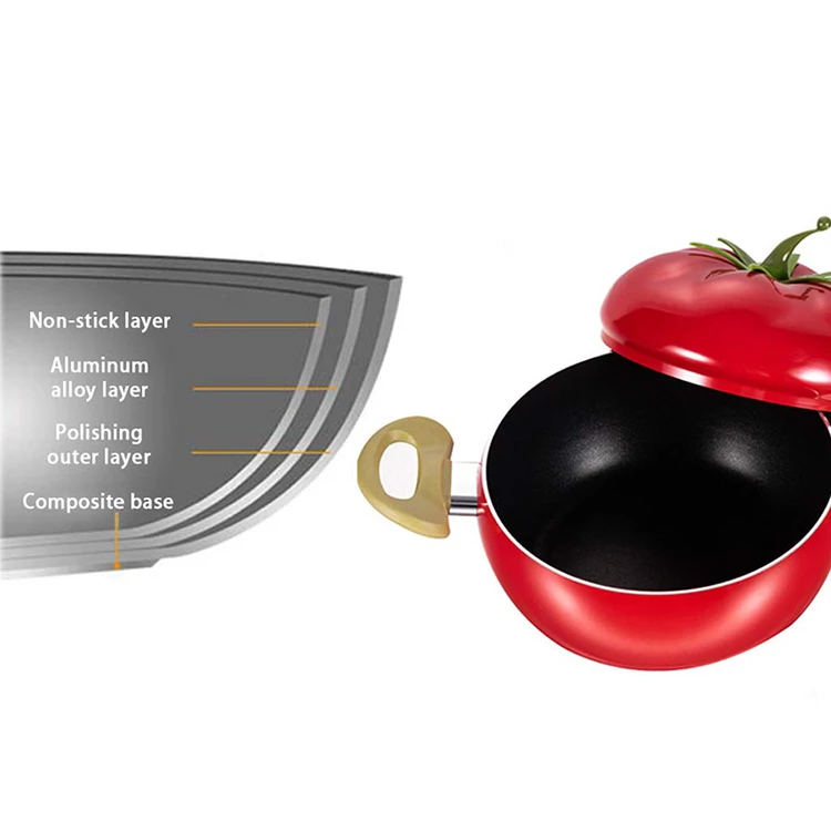 Aluminum Kitchen Soup Pot Non-stick Fruit Sauce Pan Boiler Tomato Shape No Fumes Household Cooking Tools Kitchenware