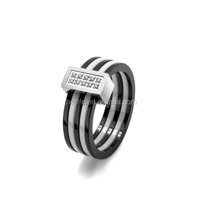 2016 fashion modeling jewelry stainless steel ceramic ring for men