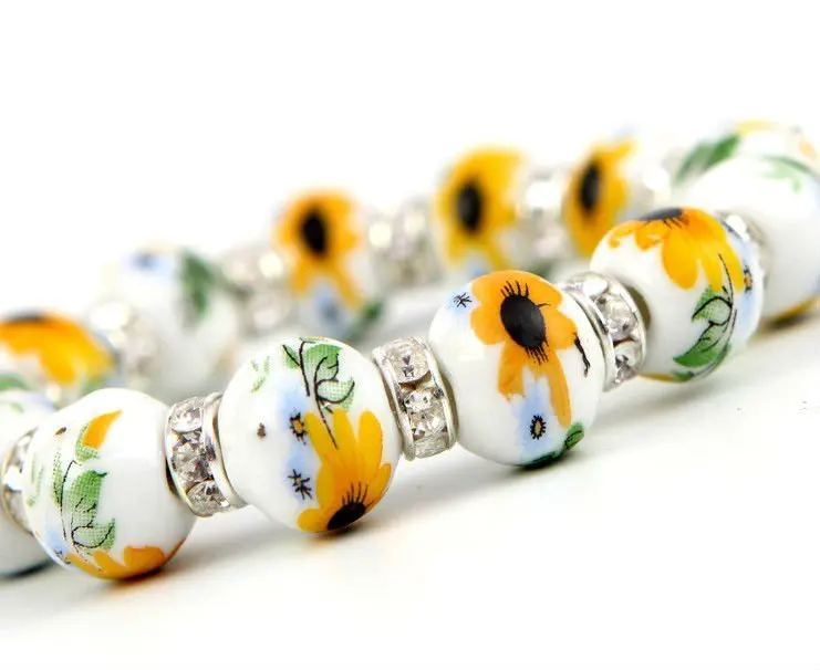 Fashion jingdezhen ceramic jewelry sunflower porcelain bead jewelry set