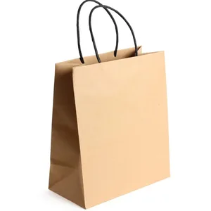 2017 wholesale brown shopping kraft paper bag with handle