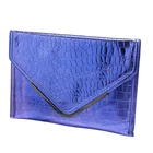 stone pattern blue leather envelope ladies clutch bag wrist bag