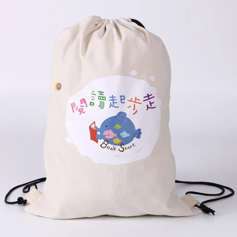 Cheap custom cotton canvas fabric drawstring bag fashionable shopping bag