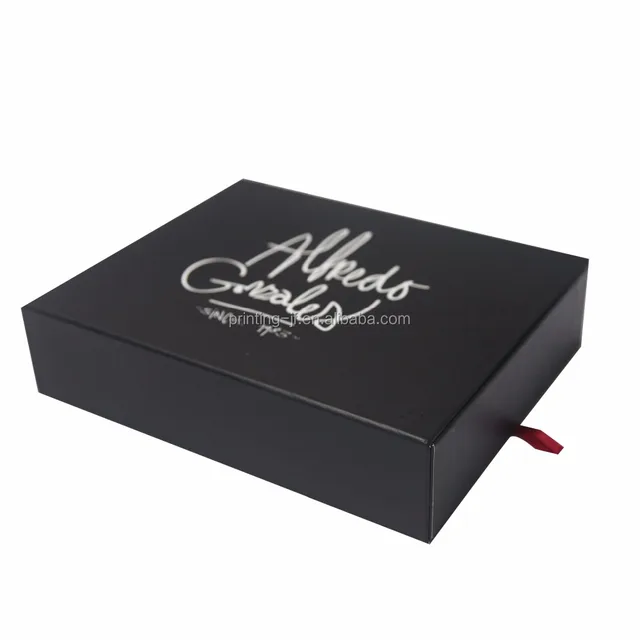matte black drawer style sliding packaging elegant gift tool