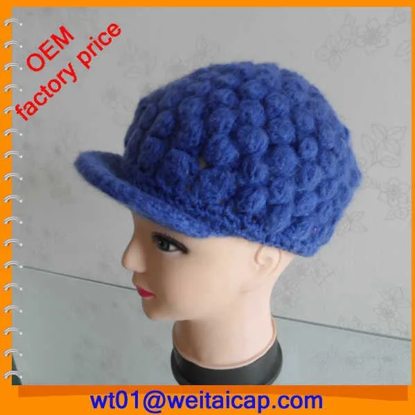 Fashion knitted lady winter peaked angora hat with angora pom pom