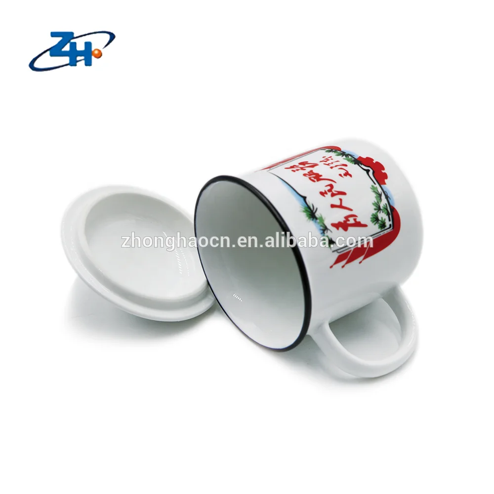 ceramic souvenir mug, view white enamel mugs for souvenir gift