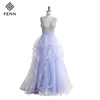 Luxury V Neckline Organza Design Gown Wear Open Back Puffy Prom Dresses bridal gown ball gown wedding dress