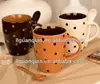 12oz stoneware coffee mug with mini dots spoon and handle