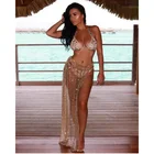 high side slit party shiny women beach sarong sexy dress skirt coverup