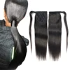 Wholesale Black and blond long Human cuticle aligned hair, silk straight clip in human hair ponytail extensions