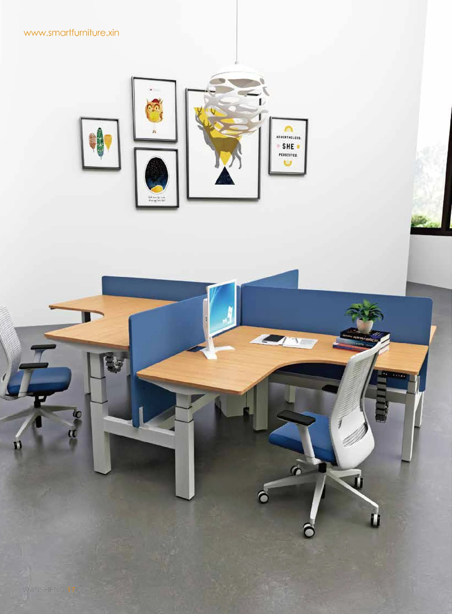 2018 Most Popular Three People Electric Synchronous Motor Standing desk