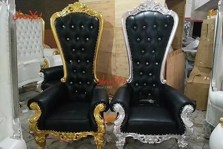 2017 Wholesale High Back Black Throne Chairs For Rental
