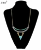 European and American sweater chain Multi-layer national style triangle tassel turquoise women's clavicle short necklace