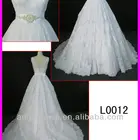 2014 guangdong hot sale real sample lace ball wedding gowns/bridal dress lace and beading sash/belt L0012