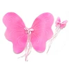 Rose Pink with glitter print butterfly angel wings and wand kit ,fairy costume decoration