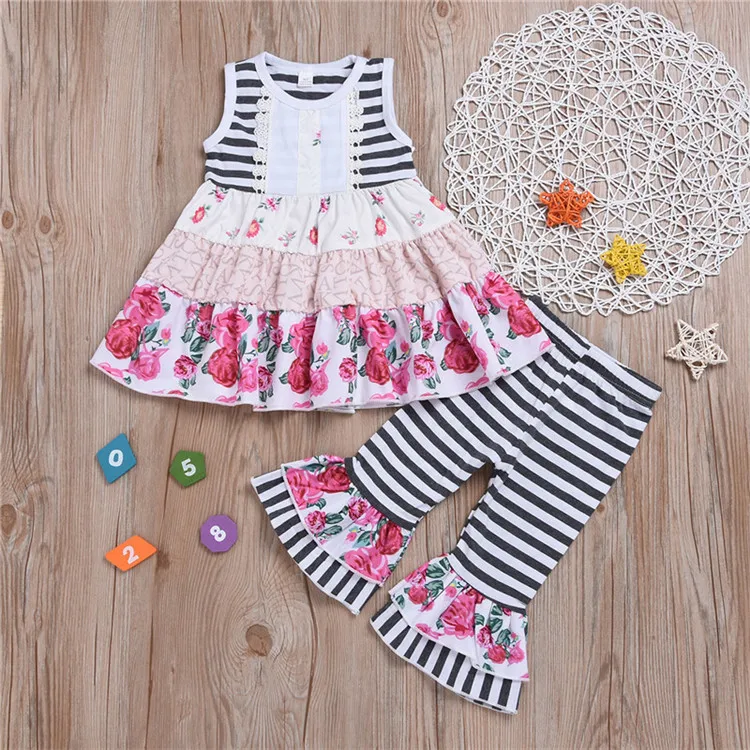 Wholesale Baby Girl Boutique Clothing Sets Stripe printed dress and Ruffle Shorts Set Children Clothes
Wholesale Baby Girl Boutique Clothing Sets Stripe printed dress and Ruffle Shorts Set Children Clothes