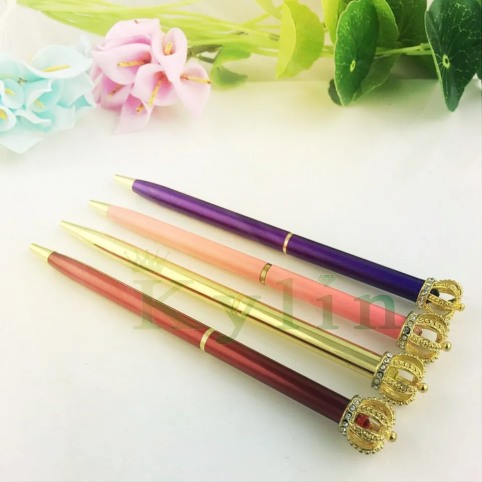 queen crown ball pen metal cap on the top high quality shiny