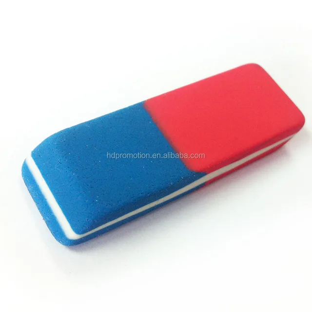 cheap red and blue ink rubber eraser for students