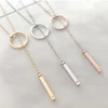 MECYLIFE Custom Personalized Dainty Initial Short Lariat Necklace Drop Vertical Bar Circle Gold Rose Gold Jewelry