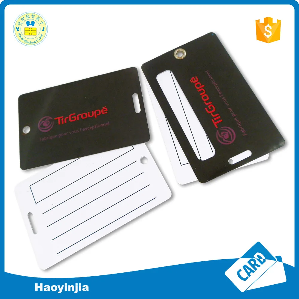 custom hole punched plastic card hang tag key tag printing