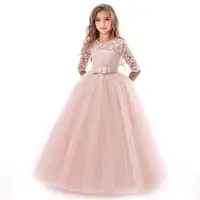 

Kids Bridesmaid Lace Girls Dress For Wedding Party Dresses Evening Girl long Costume Princess Children Fancy 5 - 14Y Y10670