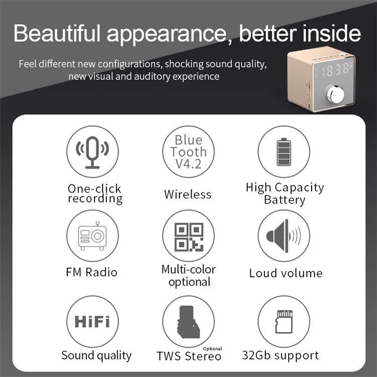 Easiny MX-02 Hifi sound quality custom sound loud LED alarm clock radio MP3 player wireless portable subwoofer car tws speaker - ANKUX.COM