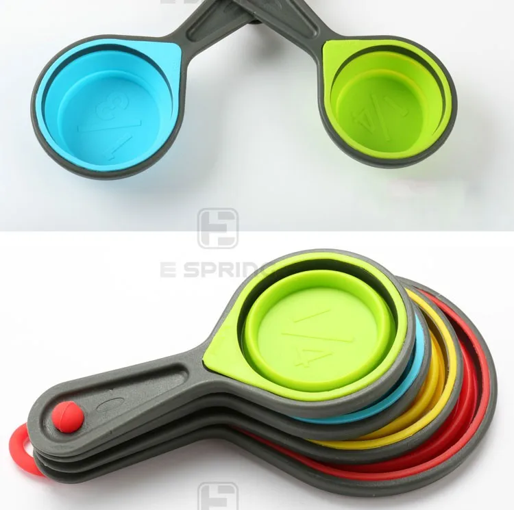 4ピースセットキッチンクラフト焼く調理器具シリコーン折りたたみ折りたたみ計量カップスプーン仕入れ・メーカー・工場