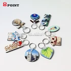 Personalized laser engrave carve logo coated wood keychain