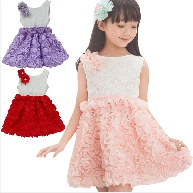 Free shipping 2014 Summer new arrival children Dress Girls wholesale sweet girls party princess dress